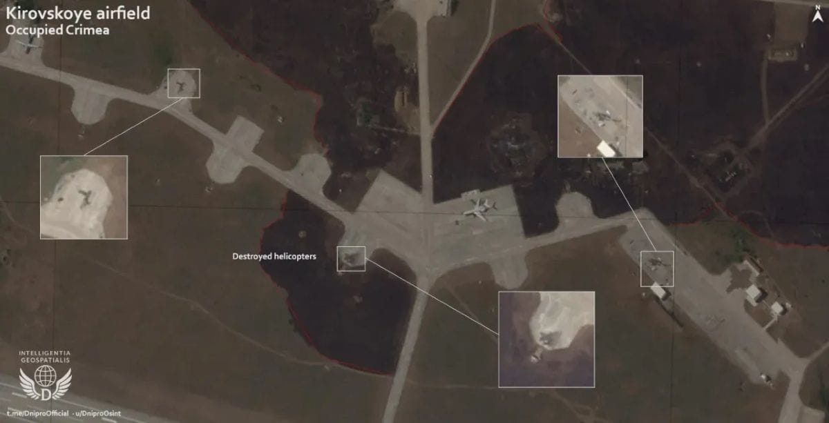 Спутниковые снимки подтвердили уничтожение вертолетов и системы ПВО на авиабазе в Крыму, – СМИ