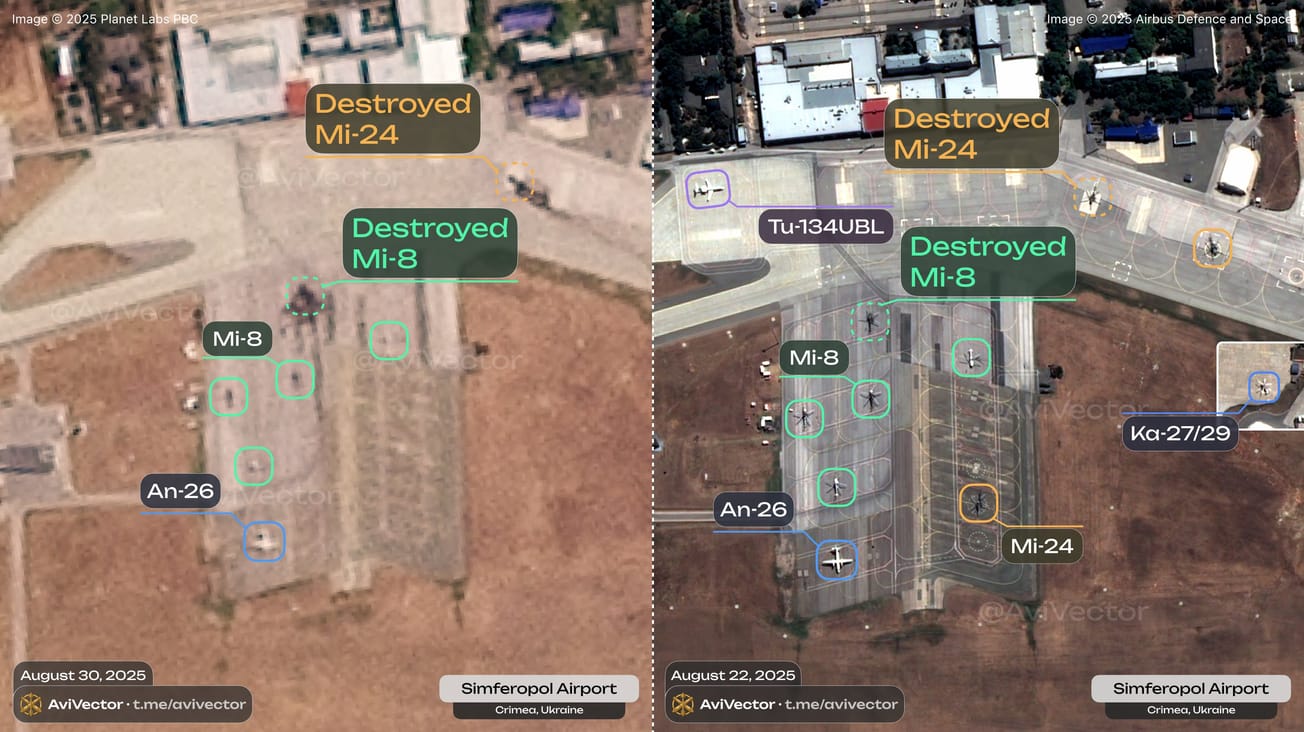 Украинские дроны могли уничтожить два вертолета в аэропорту Симферополя, – OSINT